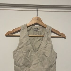 Garage Cream Ribbed V-Neck Tank